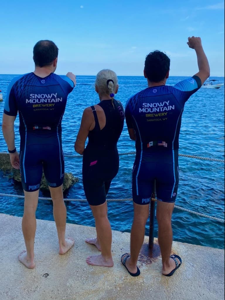 Teammates on the dock